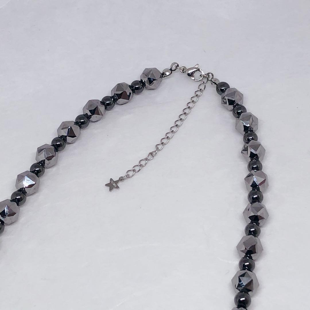 テラヘルツスターカット8mm&磁気ヘマタイト丸5mmネックレス50cm＋アジャス