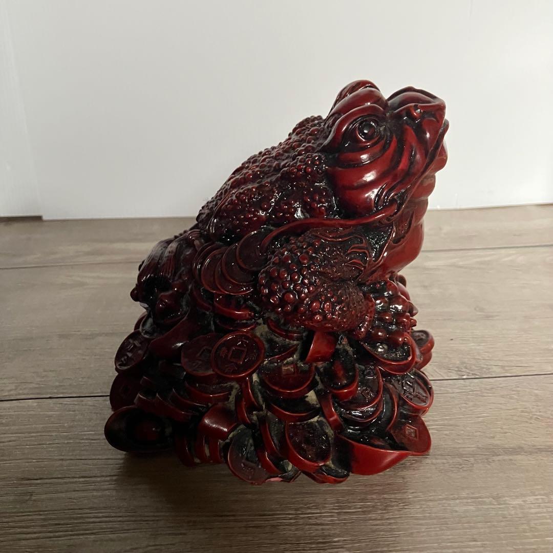 E-4 【開運・金運の守護神】三本脚の蛙（銭蛙）置物 オブジェ インテリア