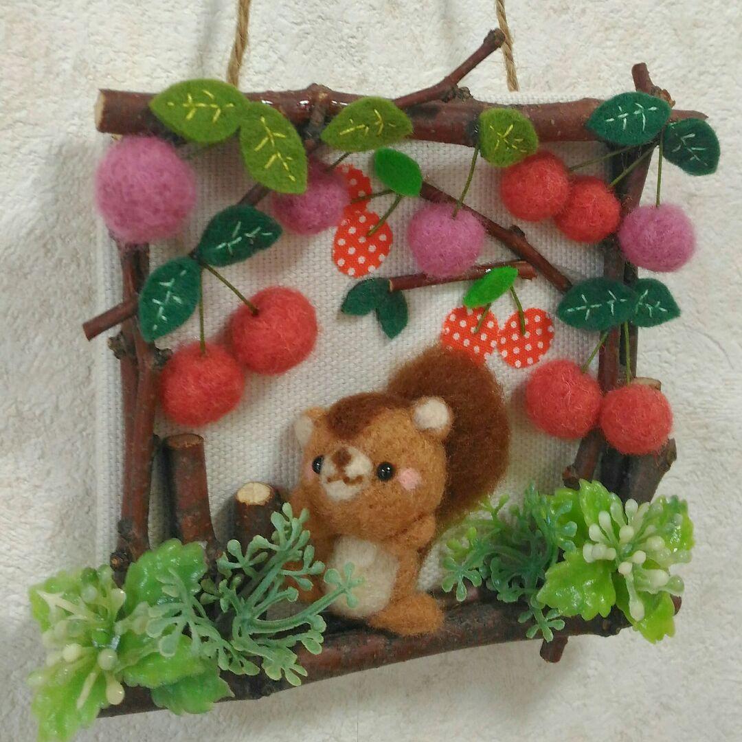ぱんだ様✿ミニ額縁ふぅ✿りすさんとさくらんぼ✿