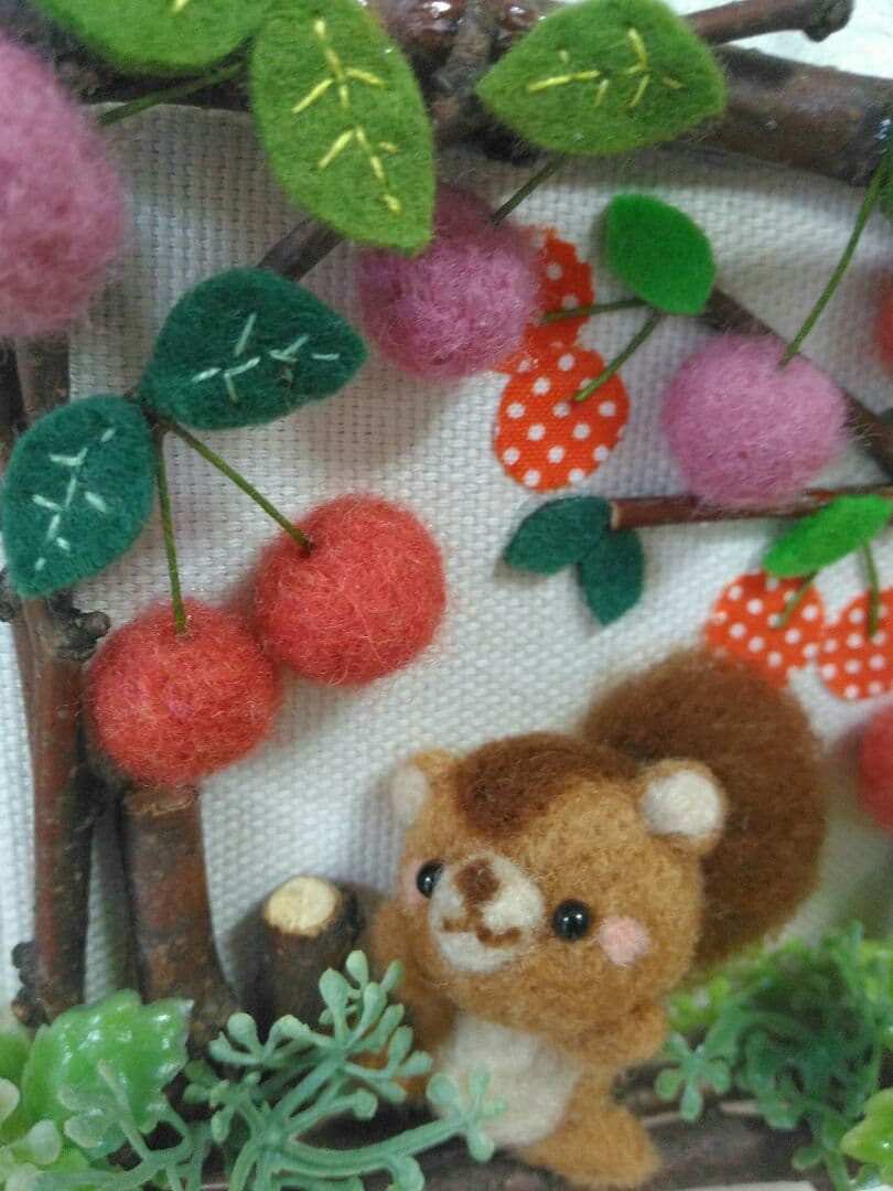 ぱんだ様✿ミニ額縁ふぅ✿りすさんとさくらんぼ✿