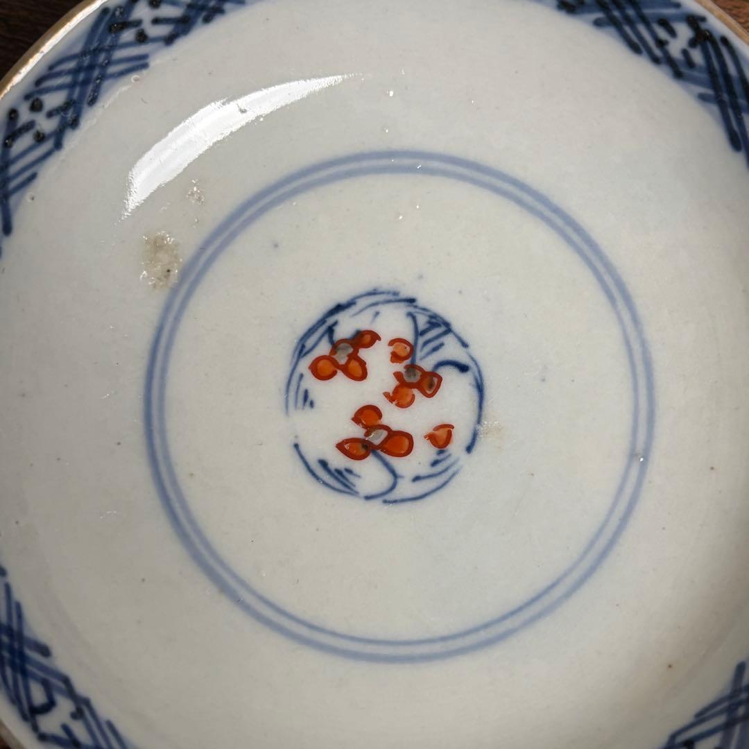 古伊万里　赤絵花図蓋物五客　お碗/飯碗/蓋付/吸物碗/アンティーク