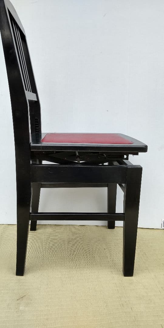 背もたれ付 上下移動式 ピアノ椅子 昭和レトロ 中古品