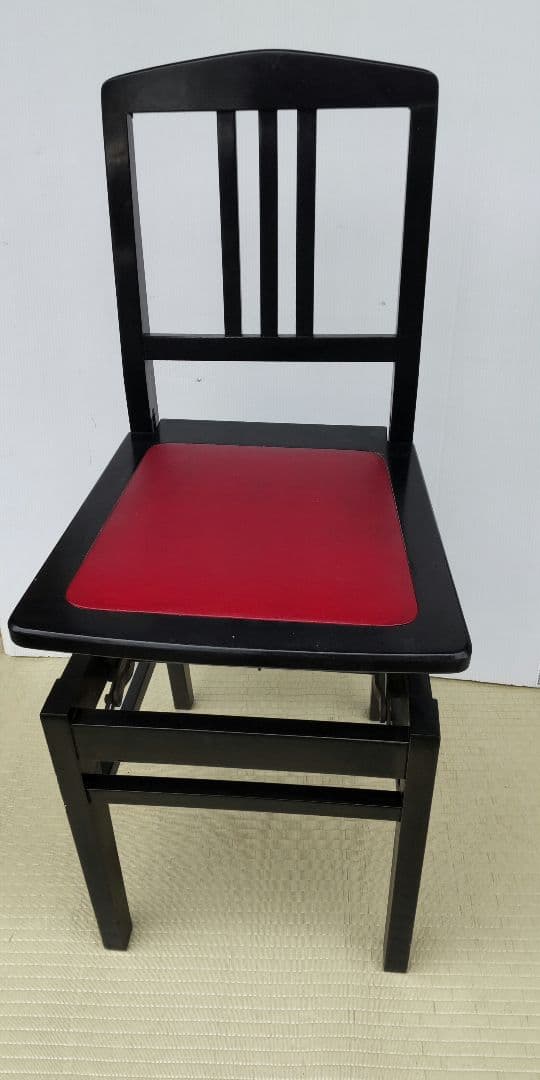 背もたれ付 上下移動式 ピアノ椅子 昭和レトロ 中古品