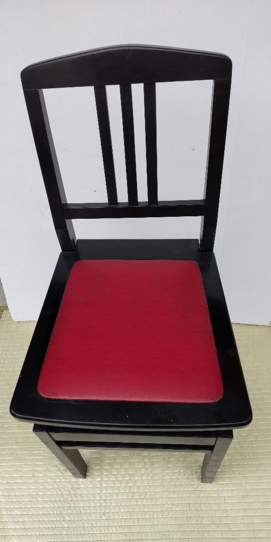 背もたれ付 上下移動式 ピアノ椅子 昭和レトロ 中古品