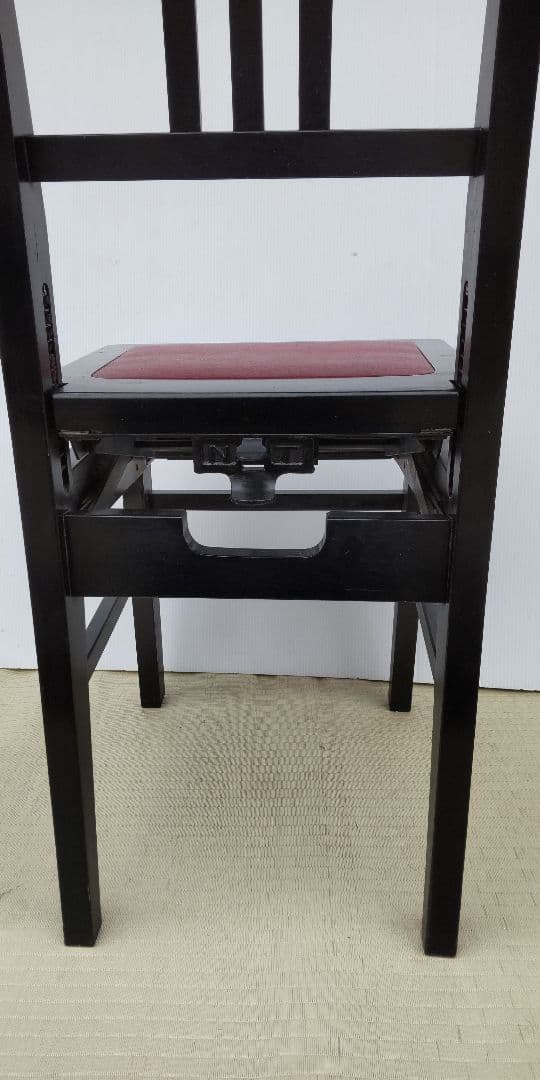 背もたれ付 上下移動式 ピアノ椅子 昭和レトロ 中古品