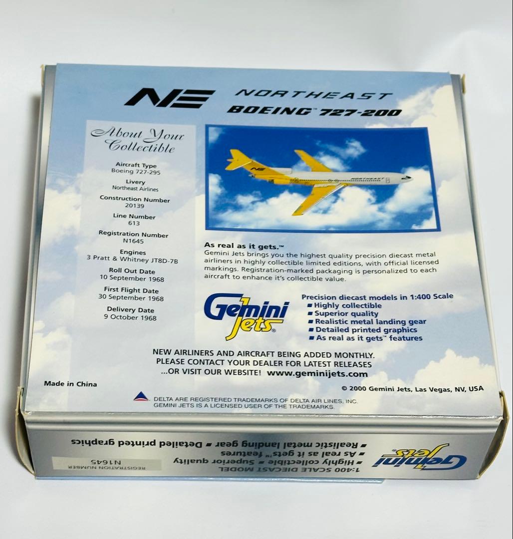 航空機・ヘリコプター Gemini 1/400 B727-200 Northeast Airlines