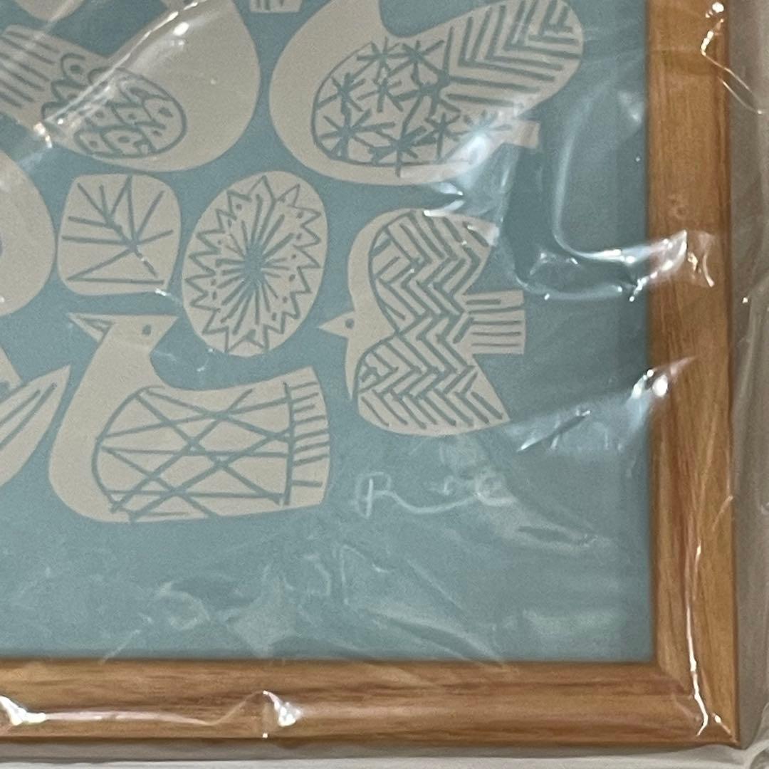 未開封　バーズワーズ　シルクスクリーンポスター　ブルー×ライトベージュ　壁掛け