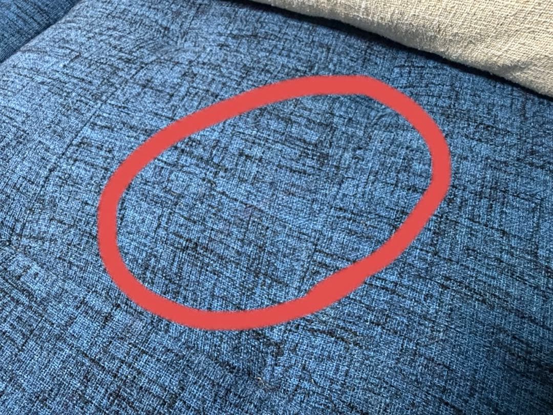 青いファブリック L字型ソファ カウチソファー　福岡市