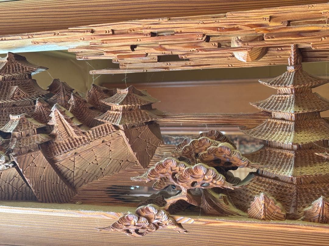 木彫り欄間 1枚セット 松竹図 透かし彫り 古民家 和室 玄関 店舗装飾 和風