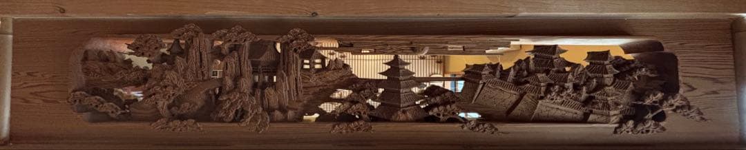 木彫り欄間 1枚セット 松竹図 透かし彫り 古民家 和室 玄関 店舗装飾 和風