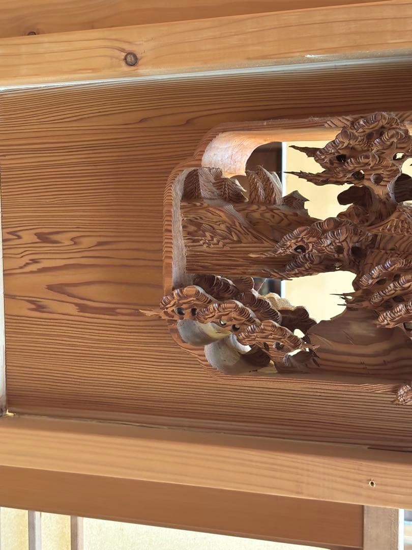 木彫り欄間 1枚セット 松竹図 透かし彫り 古民家 和室 玄関 店舗装飾 和風