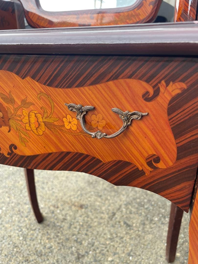 イタリア アンティーク 象嵌細工 ドレッサー 鏡台 デスク　鏡台