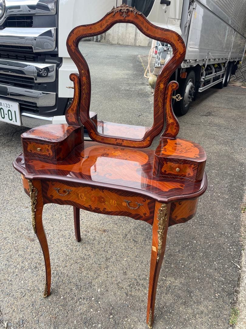 イタリア アンティーク 象嵌細工 ドレッサー 鏡台 デスク　鏡台