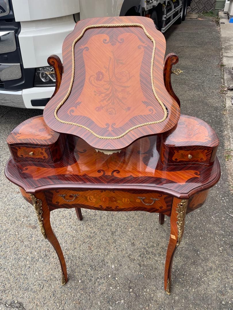 イタリア アンティーク 象嵌細工 ドレッサー 鏡台 デスク　鏡台