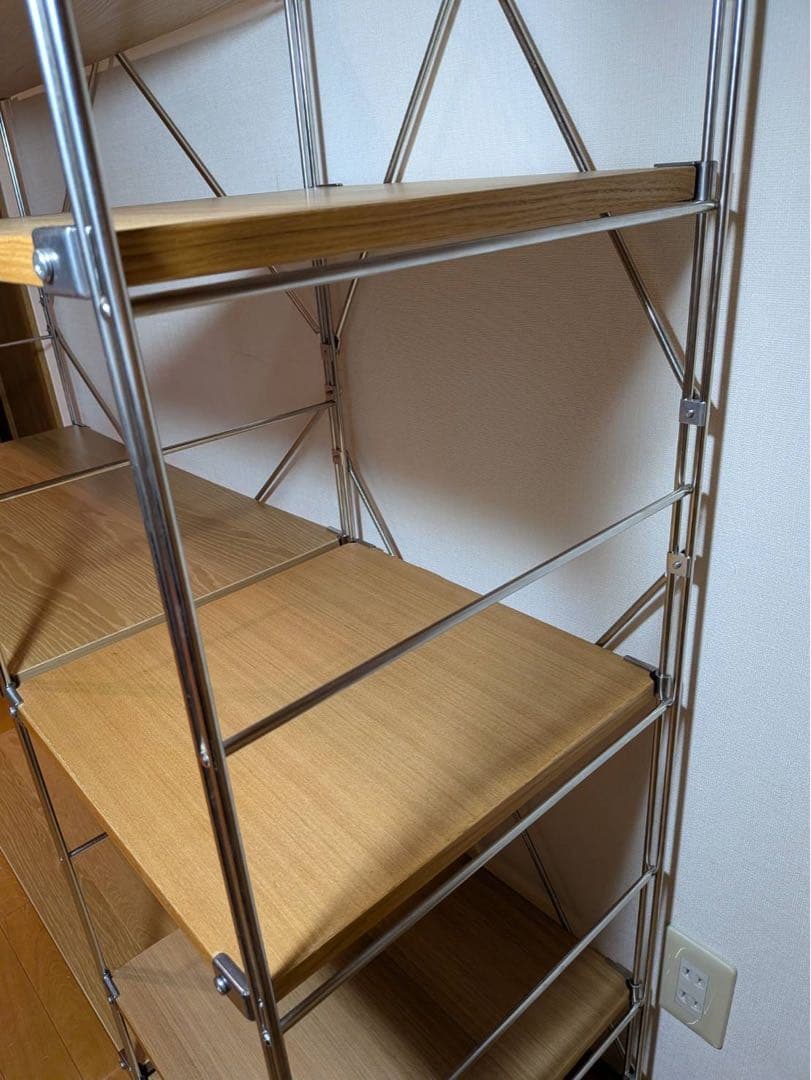 ■送料込■無印 ステンレスユニットシェルフ オーク棚 家具 衣類 収納