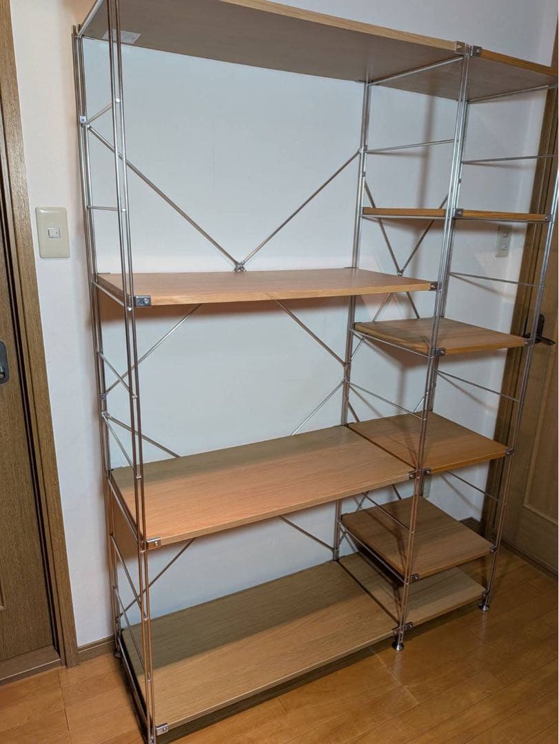 ■送料込■無印 ステンレスユニットシェルフ オーク棚 家具 衣類 収納