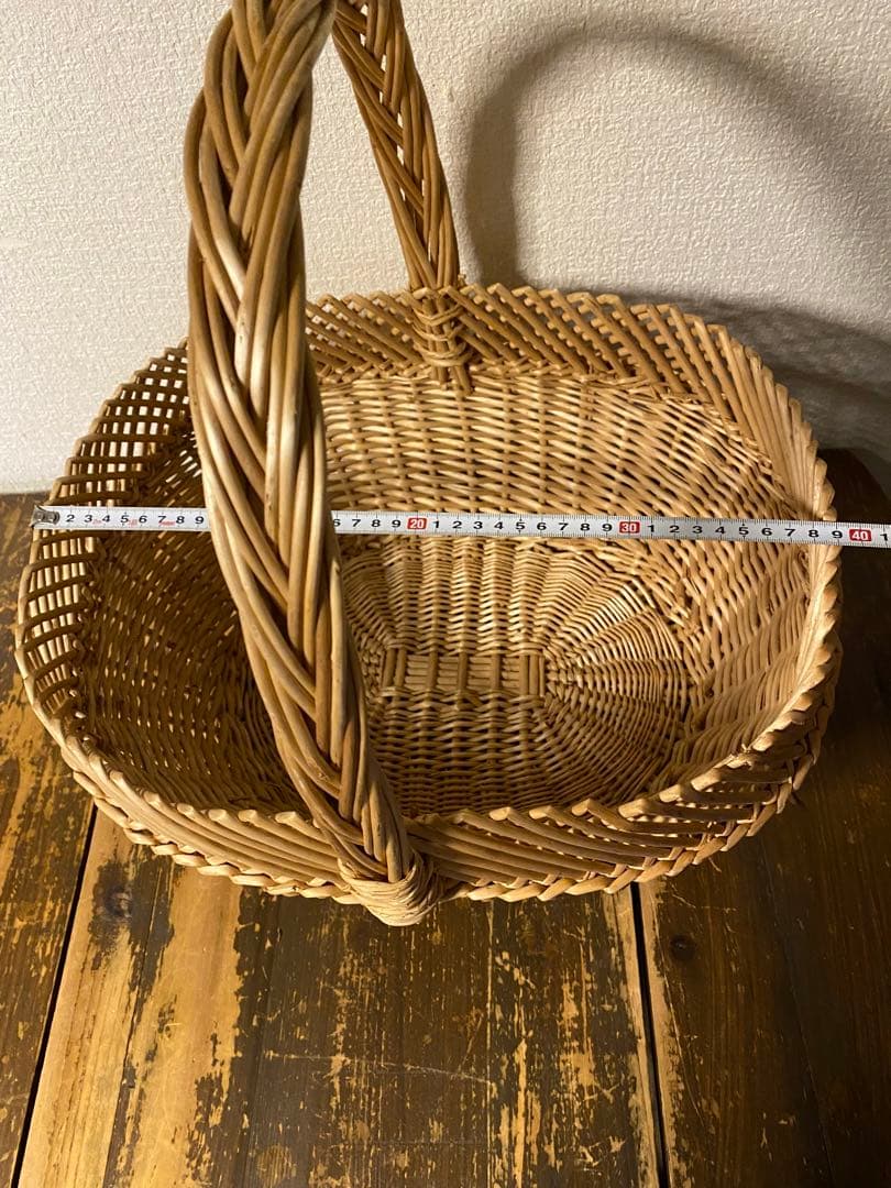 籠　バスケット　柳　かご　カゴ　古道具　収納　持ち手付き