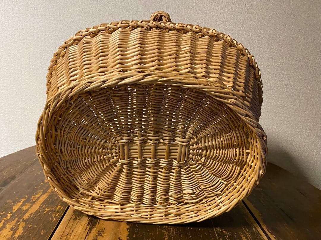 籠　バスケット　柳　かご　カゴ　古道具　収納　持ち手付き