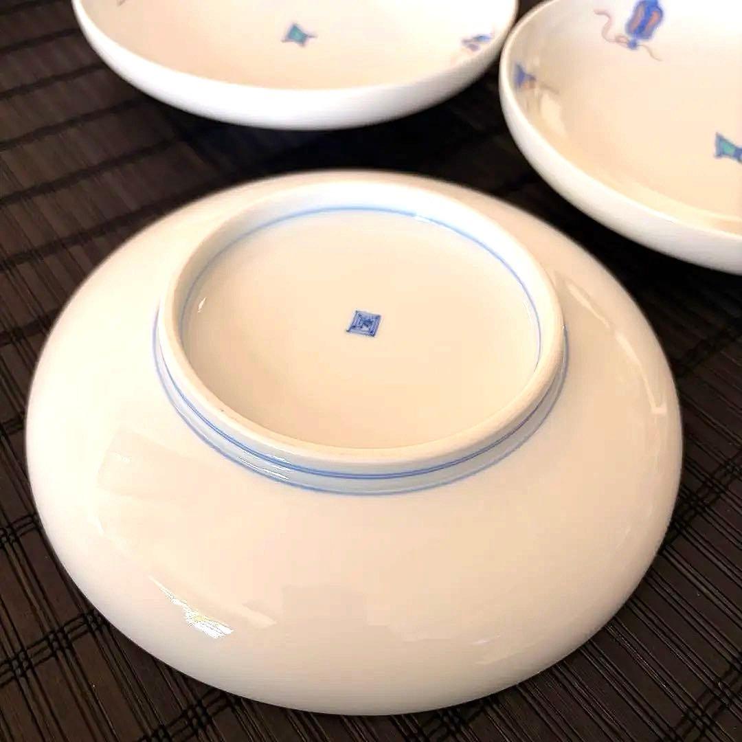 【未使用品】【伊万里鍋島焼】畑萬陶苑 手描き 宝尽くし文 盛皿 中皿 3枚