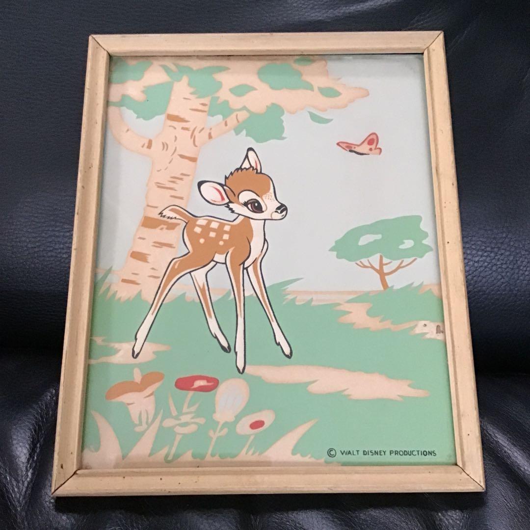40s 50s バンビ ＆ サンバー ビンテージ 絵画 W.D.P.