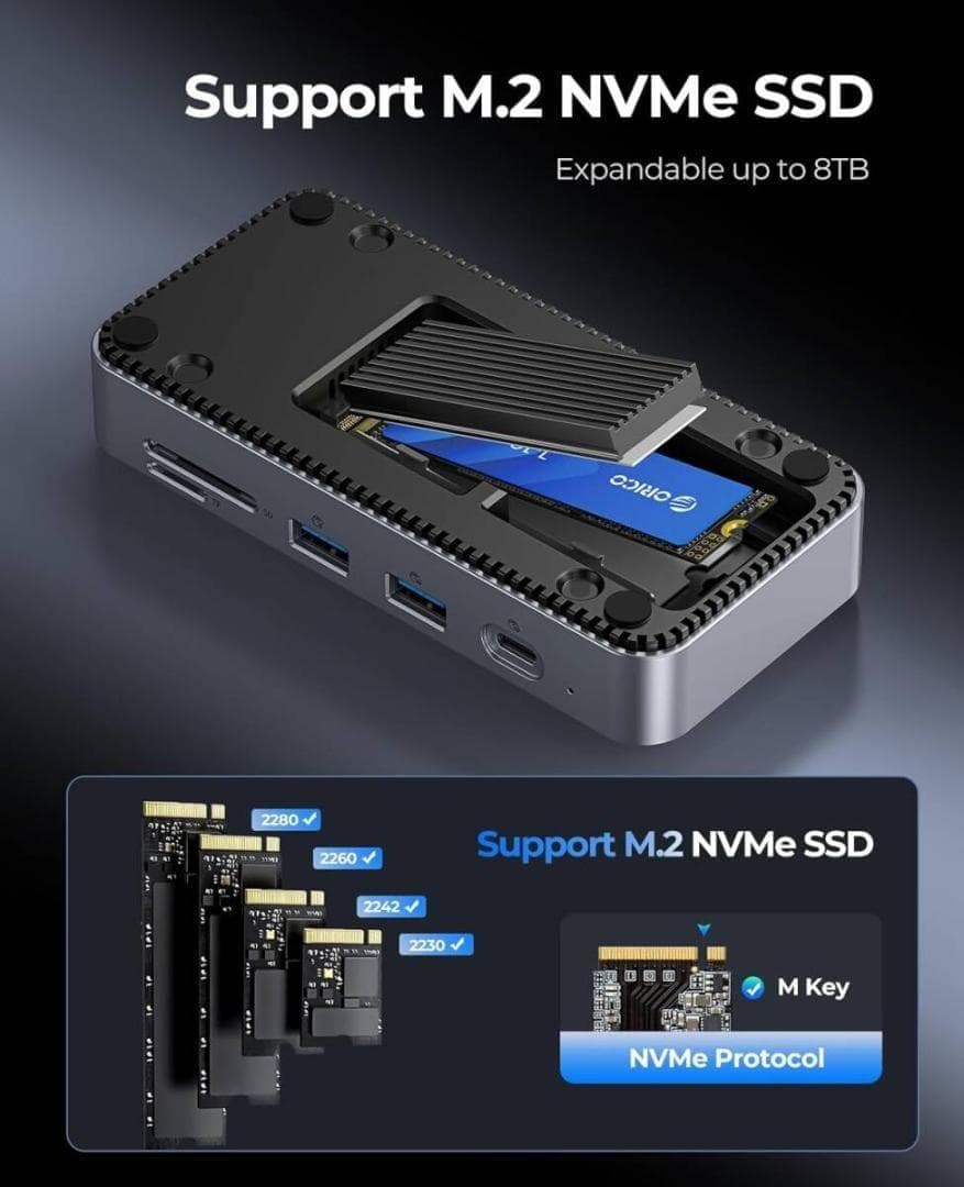 ORICO 9-in-1 USB Cハブ M.2 NVMe SSDケースツール