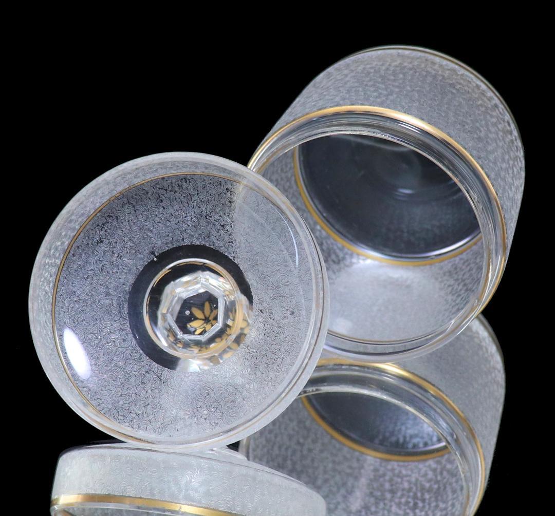 オールド・バカラ 春海商店特別注文品 青海波模様 金彩 蓋物 大サイズ 小物入れ