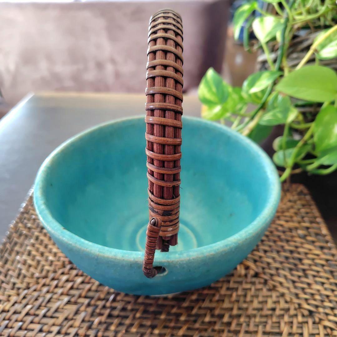 和食器【松助窯】アイスペール 氷入れ 取手付きのボール トルコブルー　未使用品