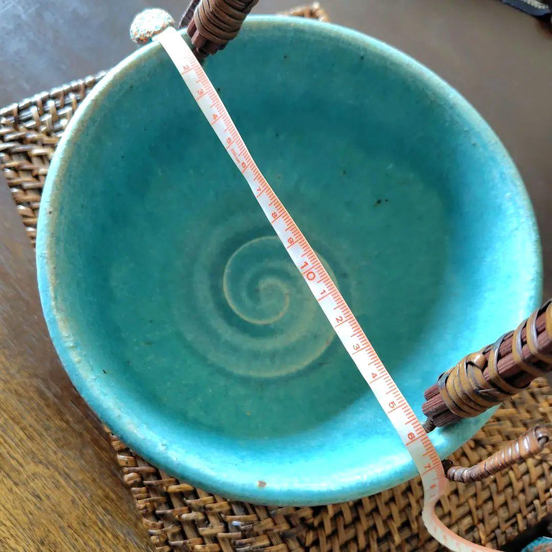 和食器【松助窯】アイスペール 氷入れ 取手付きのボール トルコブルー　未使用品