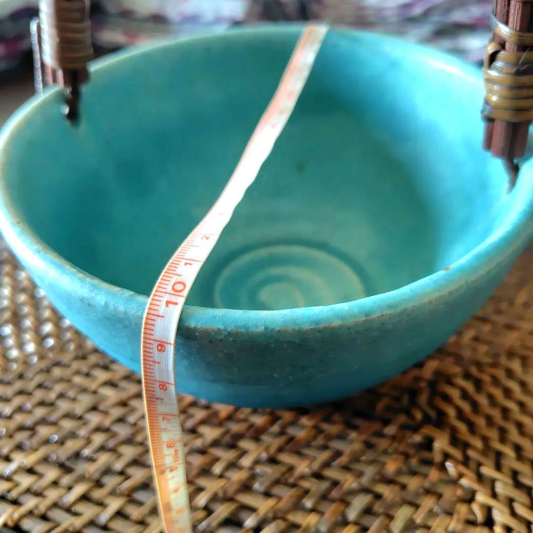 和食器【松助窯】アイスペール 氷入れ 取手付きのボール トルコブルー　未使用品