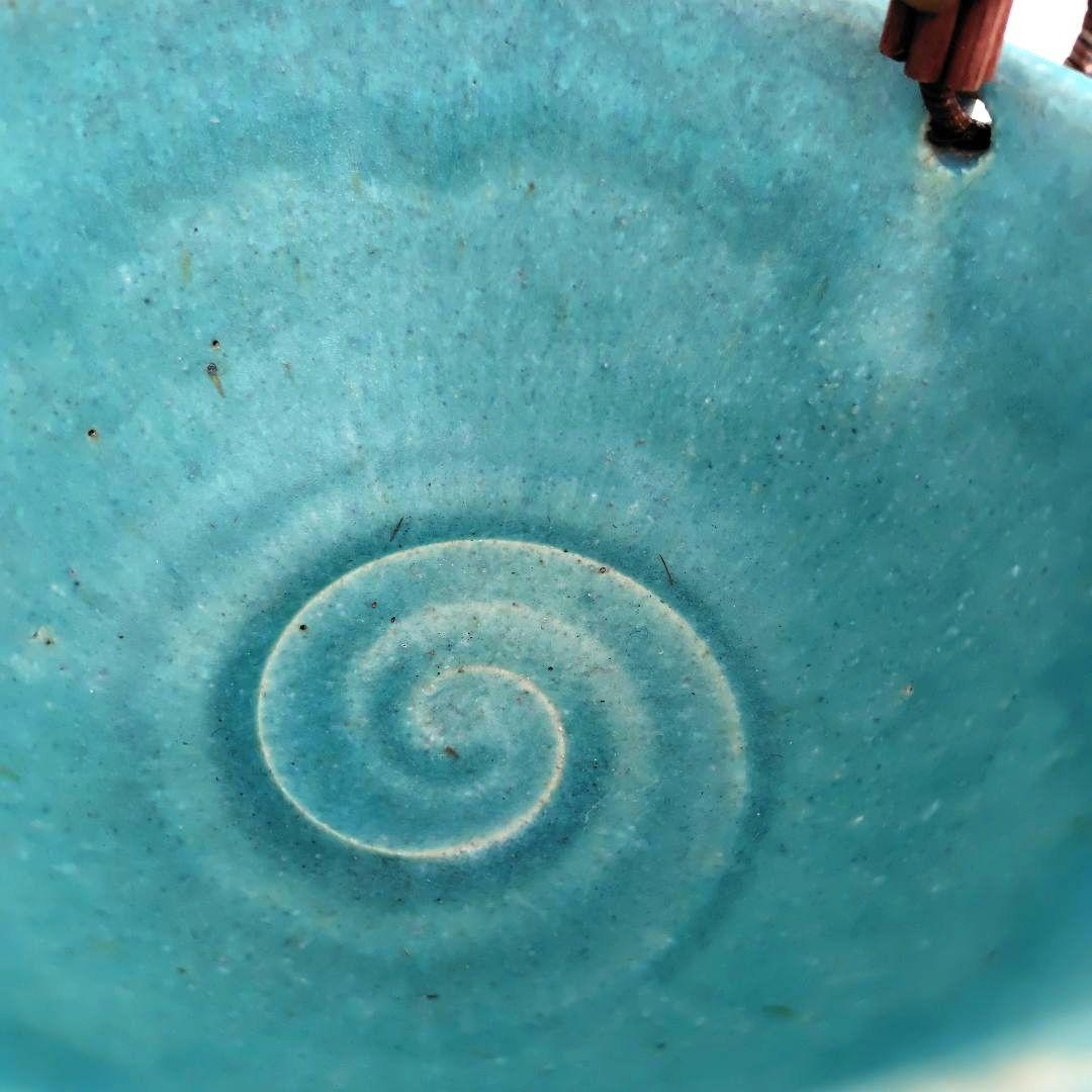 和食器【松助窯】アイスペール 氷入れ 取手付きのボール トルコブルー　未使用品