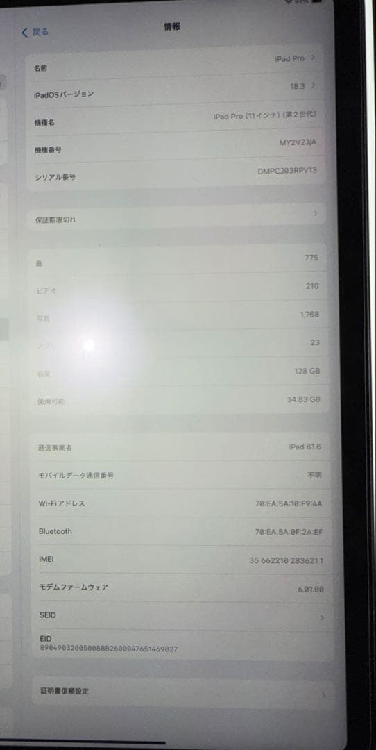 iPad pro 11インチ 128GB