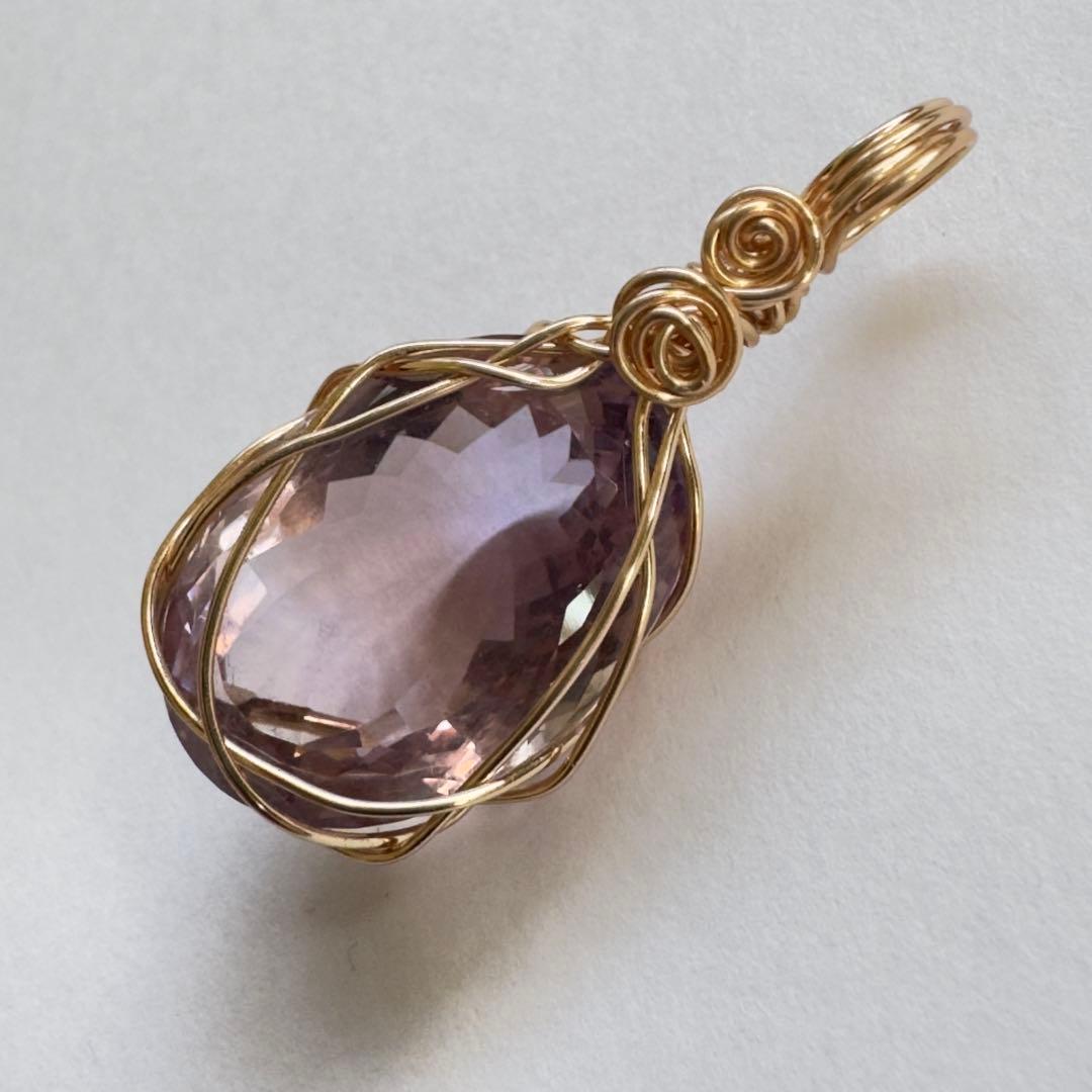 大粒　アメトリン　天然石　ペンダントトップ　ワイヤージュエリー 17.9Ct