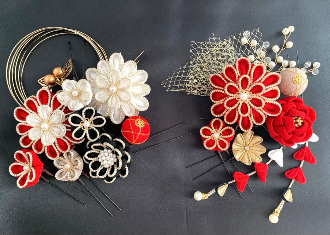 髪飾り315成人式　卒業式　袴　結婚式　七五三 つまみ細工　和装　クリップ