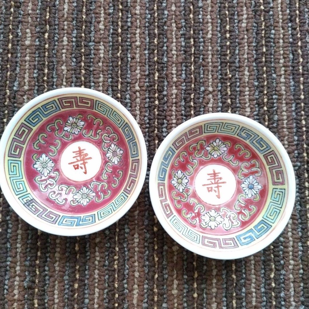 中国景徳鎮　粉彩　唐草文様　花文様　茶碗＆豆皿＆レンゲ　２セット