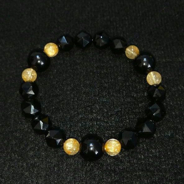 キラキラゴールドルチル＆モリオン　No.２　ブレスレット　美品　金運　仕事運