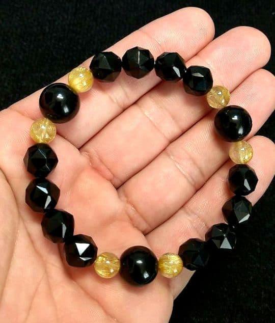 キラキラゴールドルチル＆モリオン　No.２　ブレスレット　美品　金運　仕事運