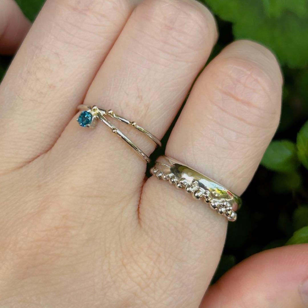 粒々ボンボンタッセルのような太めシルバーリング10号