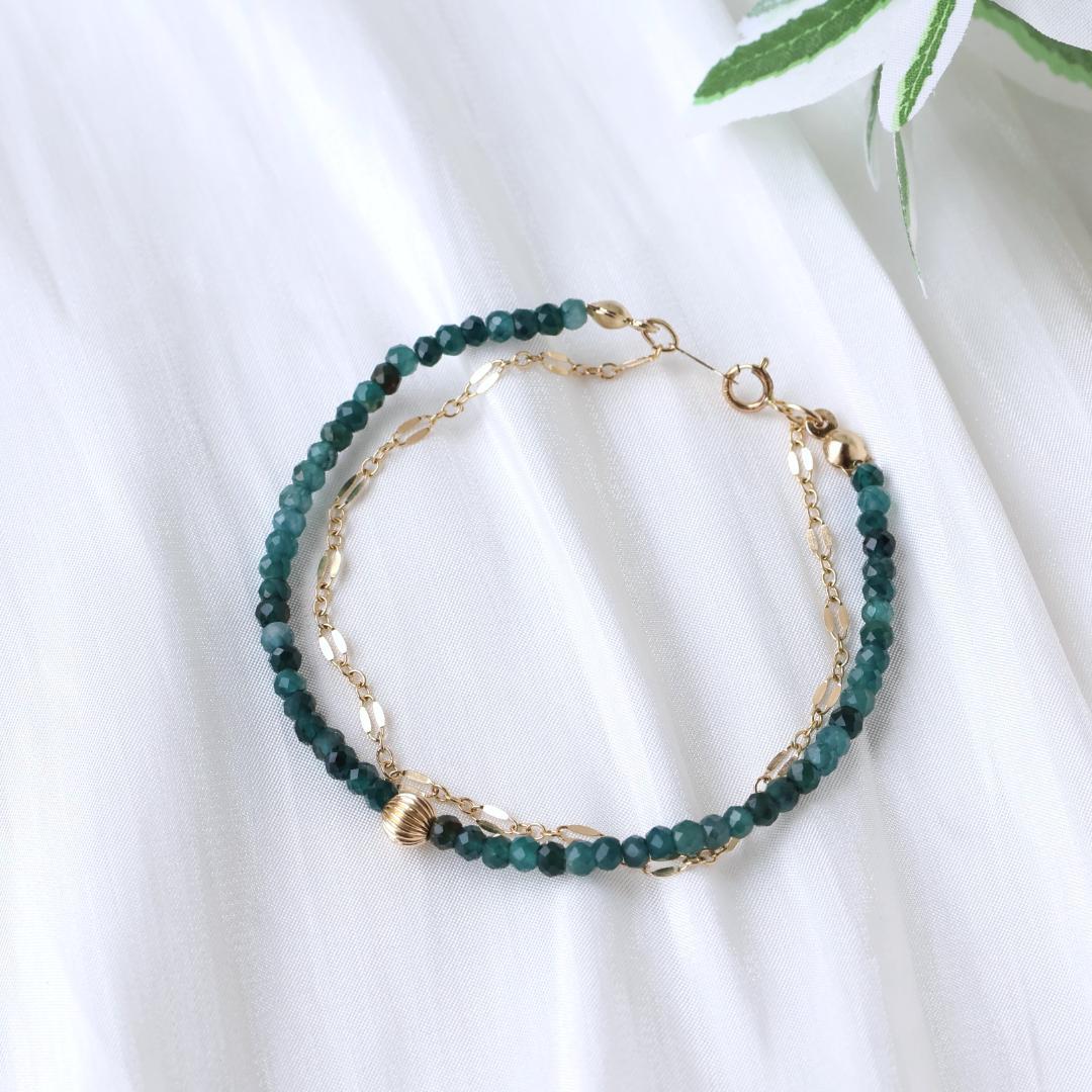 グランディディエライトとチェーンの2連ブレスレット　14kg　２連ブレスレット