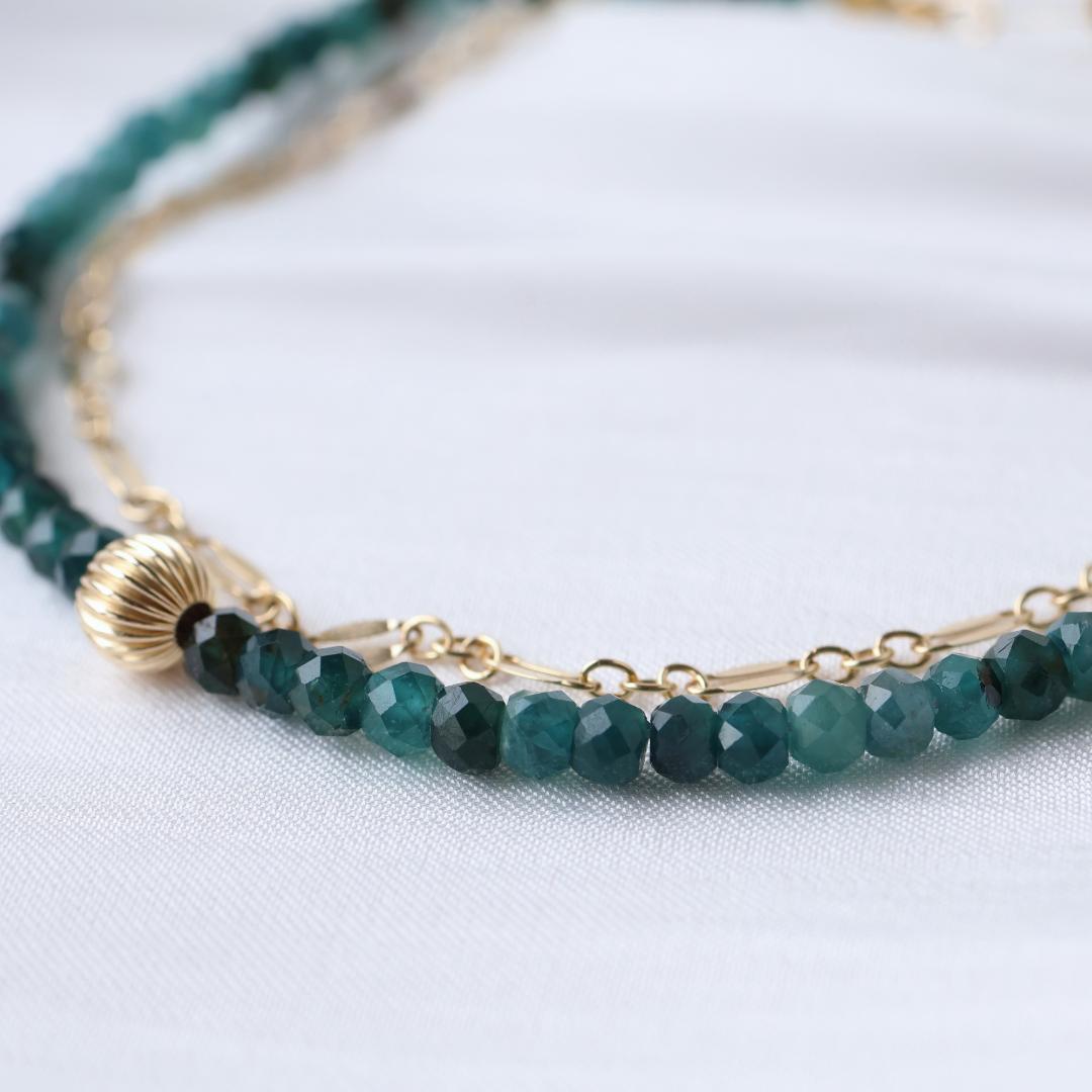 グランディディエライトとチェーンの2連ブレスレット　14kg　２連ブレスレット