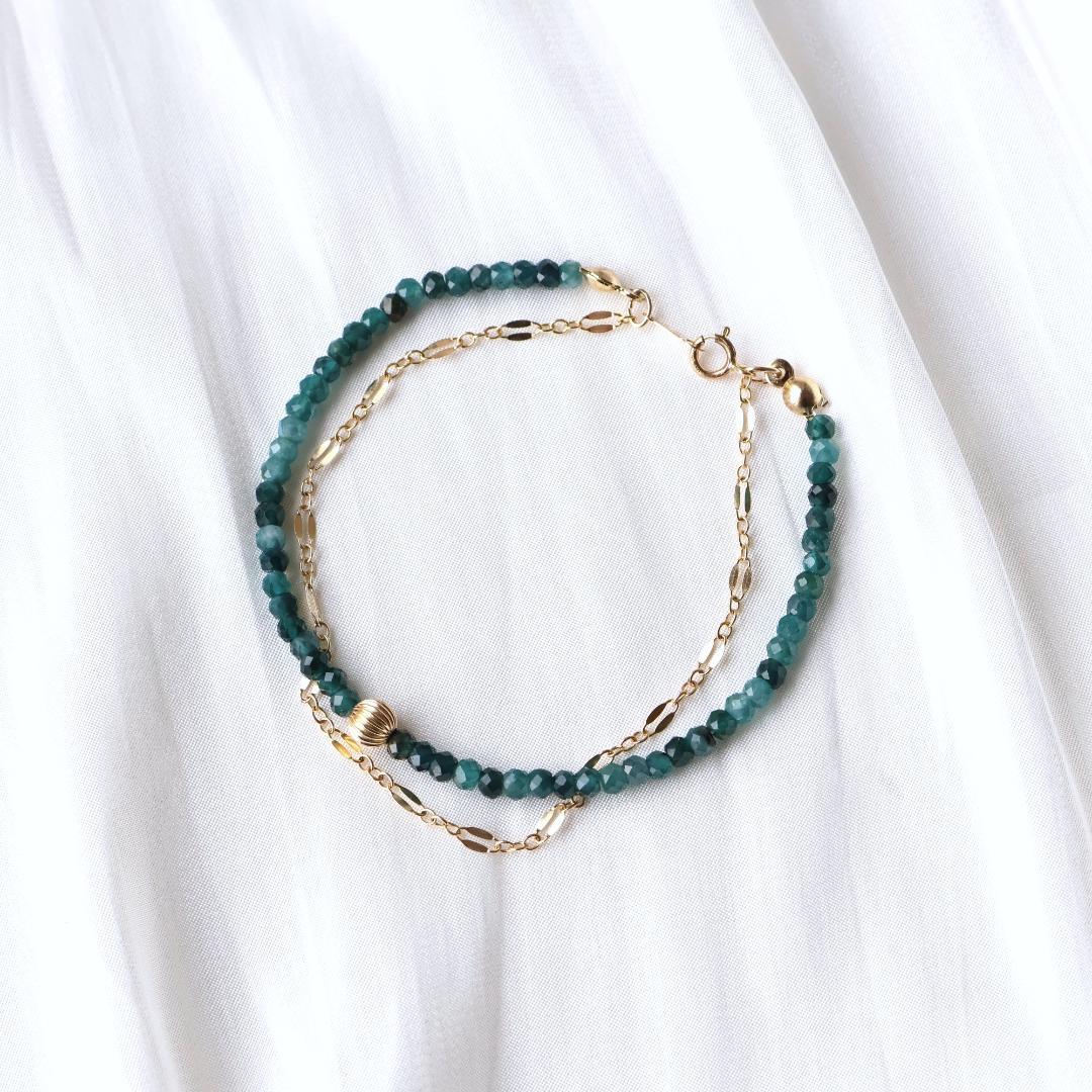 グランディディエライトとチェーンの2連ブレスレット　14kg　２連ブレスレット