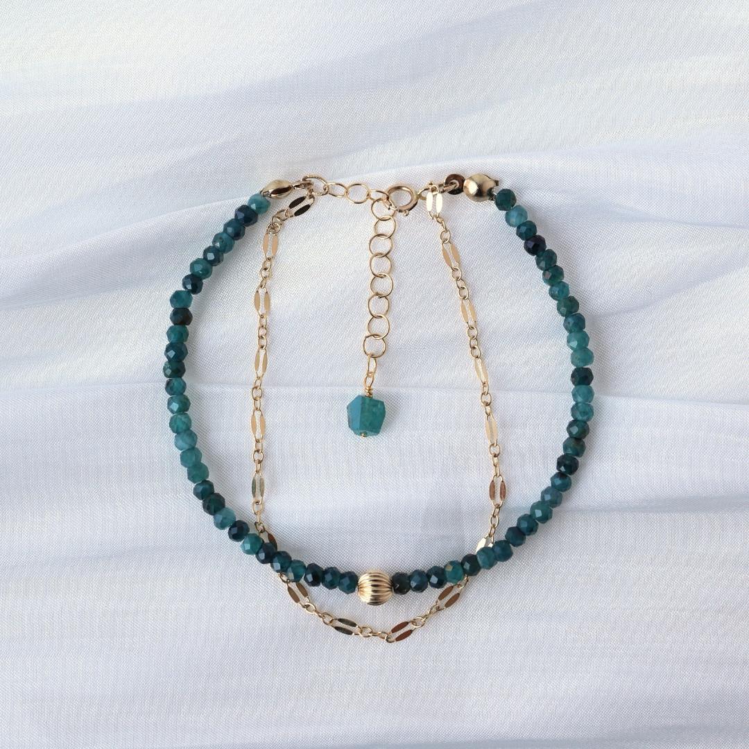 グランディディエライトとチェーンの2連ブレスレット　14kg　２連ブレスレット