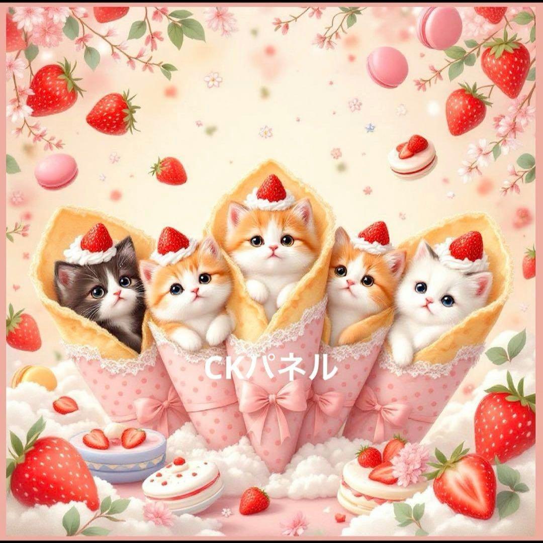 激レアクレープねこちゃんパネル生地　ハンドメイド