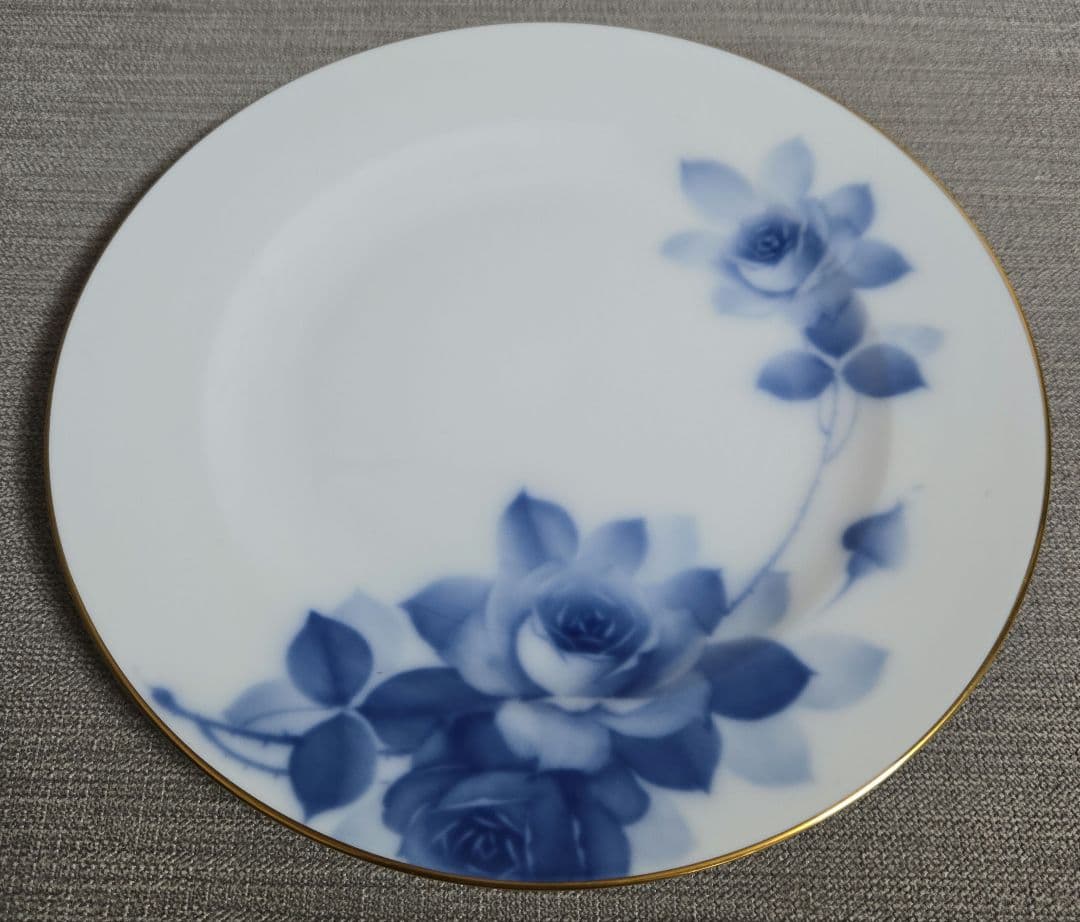 美品　大倉陶園　ブルーローズ　デザート皿　　20cm　8011A/3H　3枚