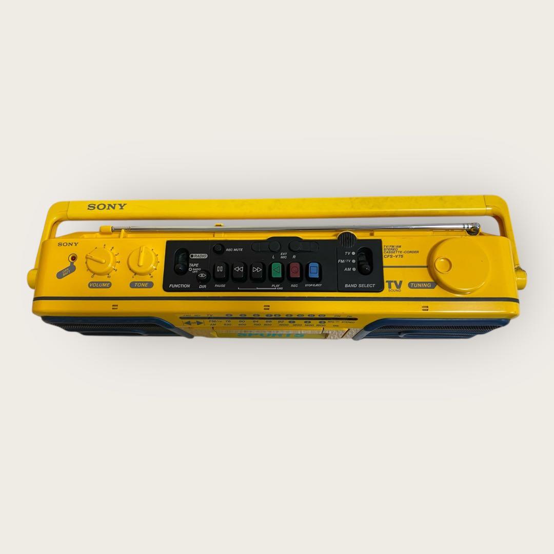 希少 動作品 SONY SPORTS CFS-V75 イエロー ラジカセ