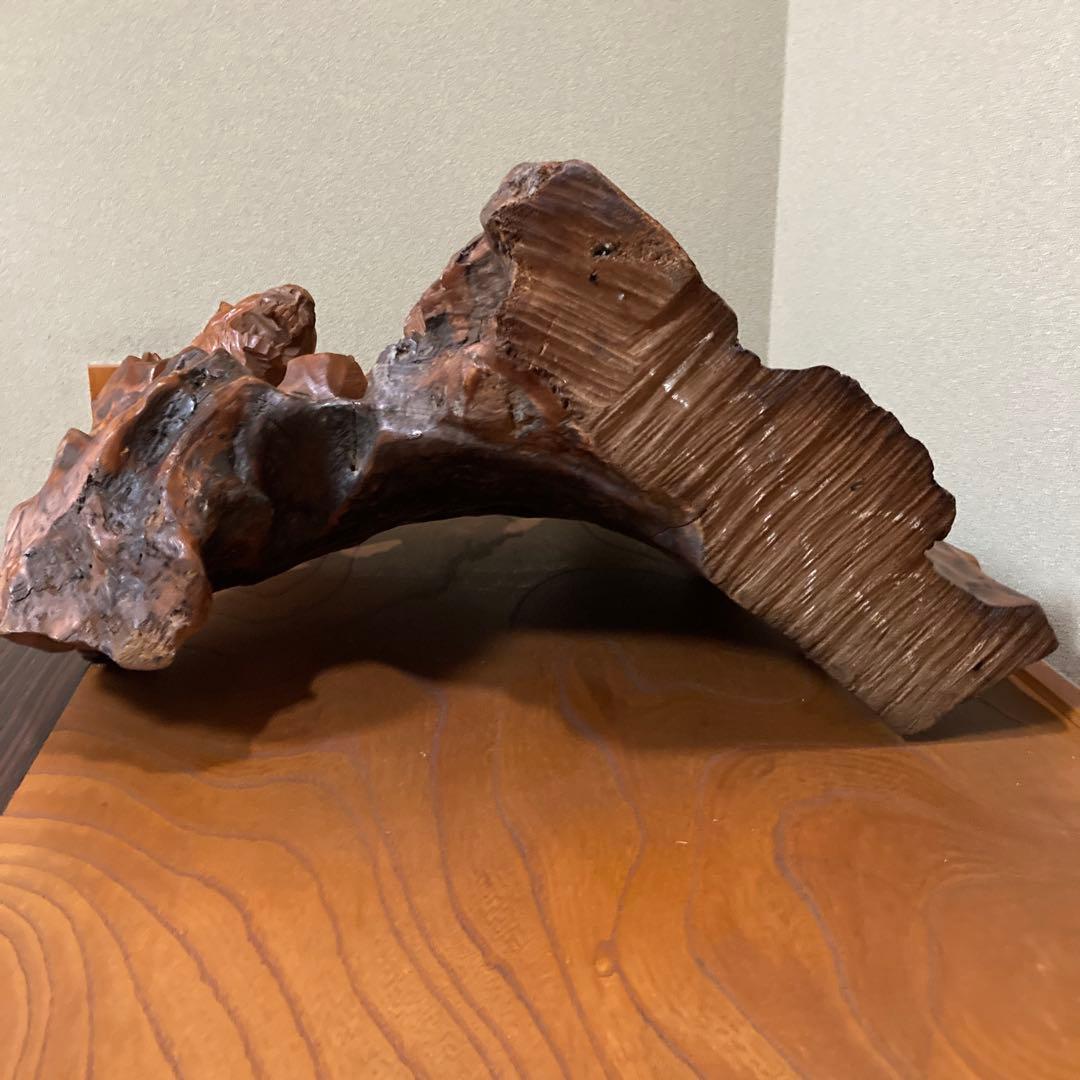 木彫りの虎 岩上虎　一本彫　虎2頭