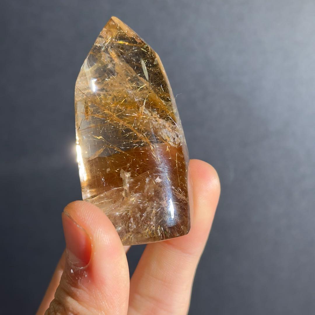 天然石ルチルクォーツのポイント　置物G.604