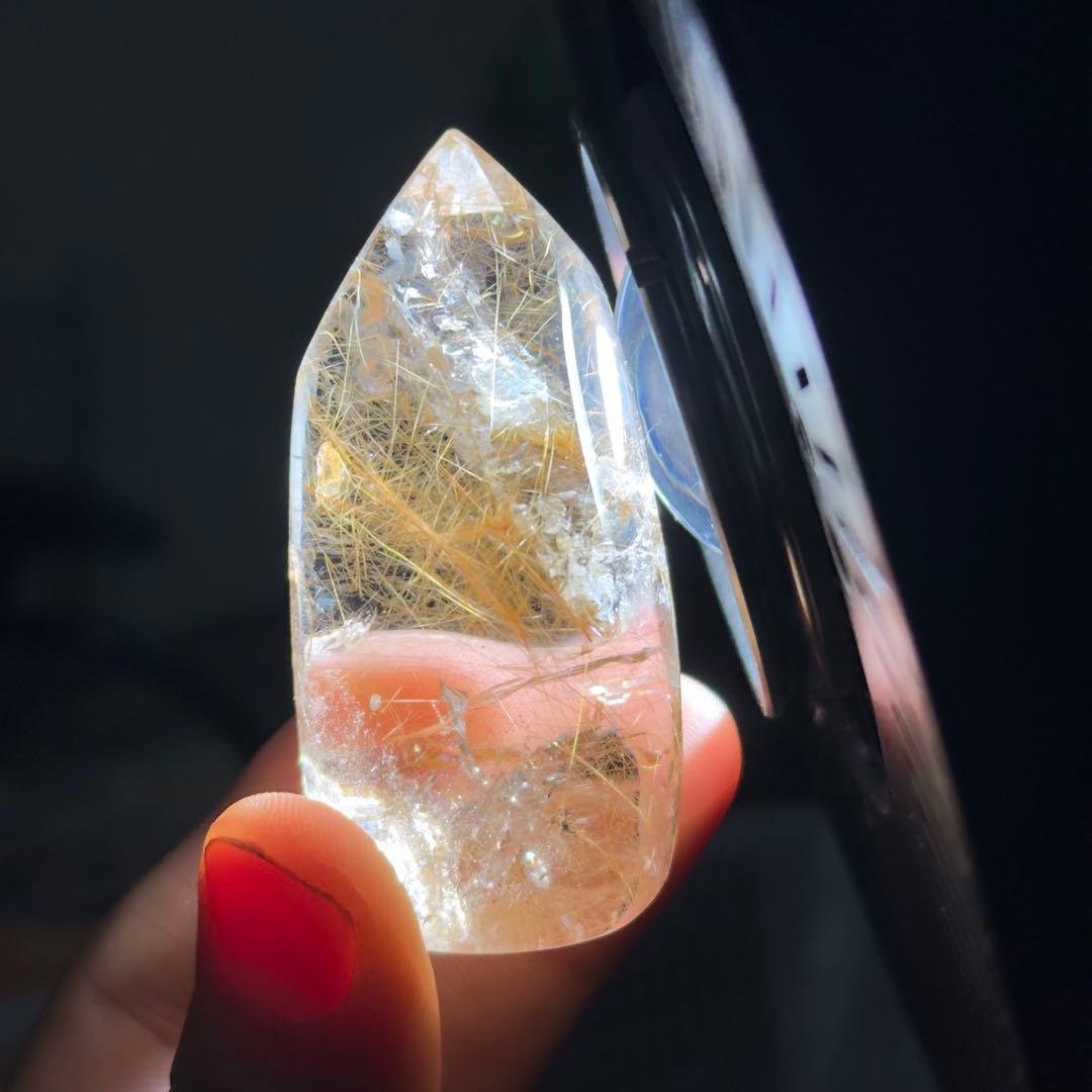 天然石ルチルクォーツのポイント　置物G.604