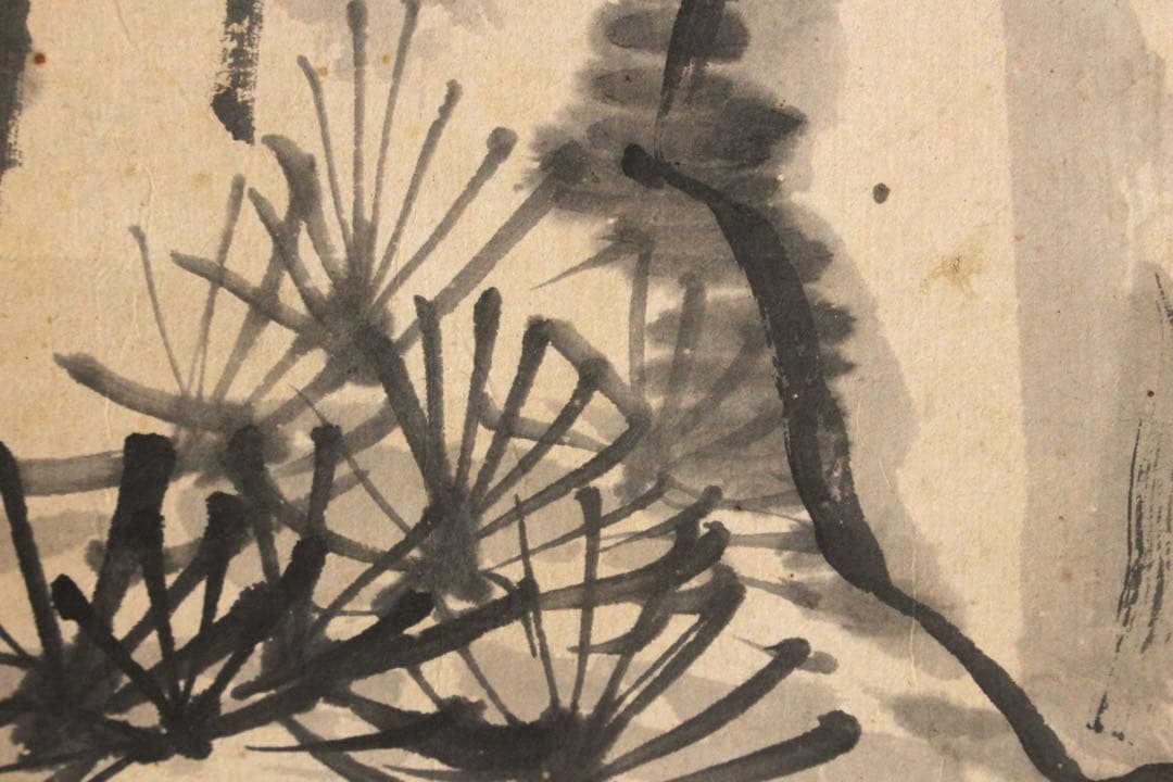 No5598 掛軸　貫名菘翁　三清之図　紙本　合箱/畳箱　日本画　古画　送料無料