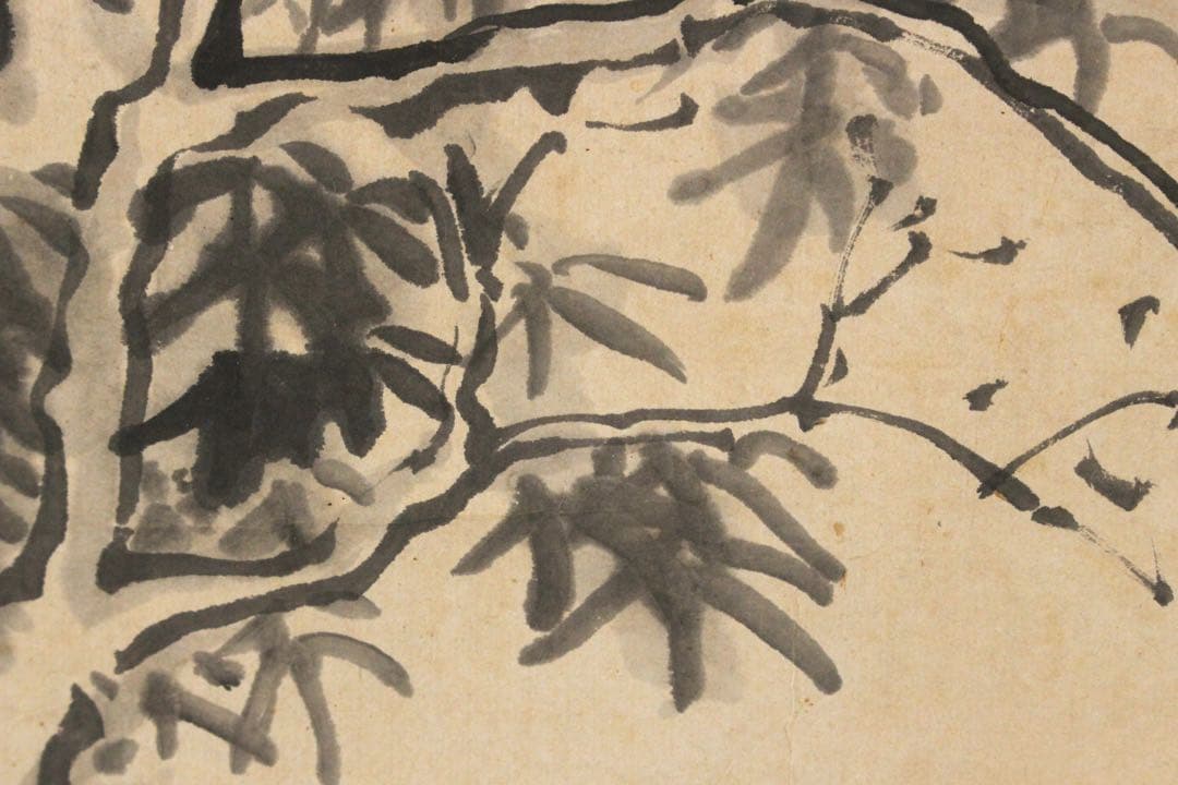No5598 掛軸　貫名菘翁　三清之図　紙本　合箱/畳箱　日本画　古画　送料無料