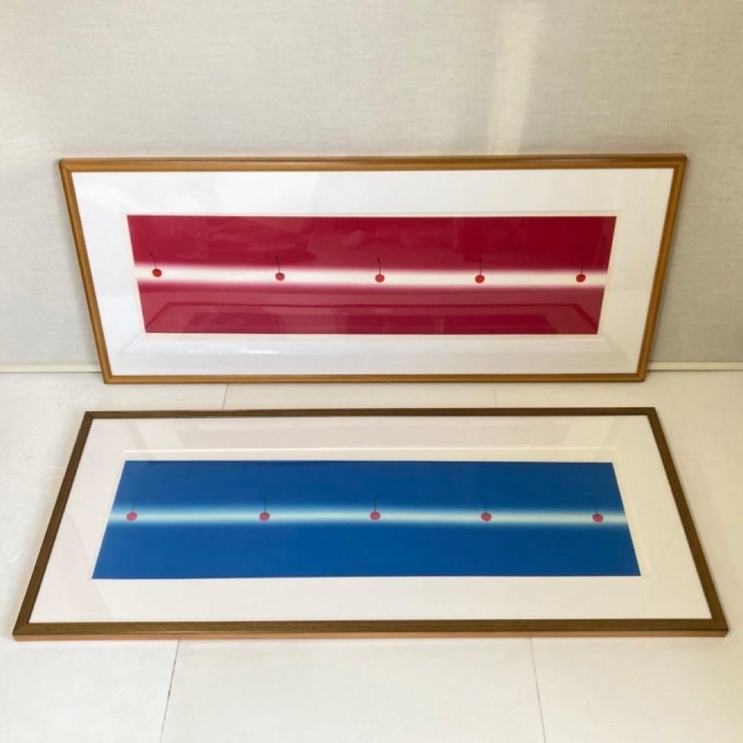 中村憲之 さくらんぼ シルクスクリーン 大型 横長 赤色 ポップ モダン レトロ